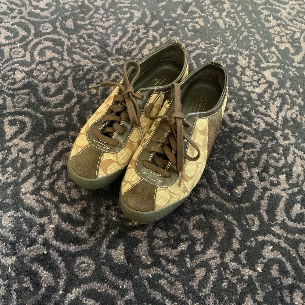 Coach Brown Signature Canvas Lace-Up Sneakers size 8.5W - Picture 15 of 15